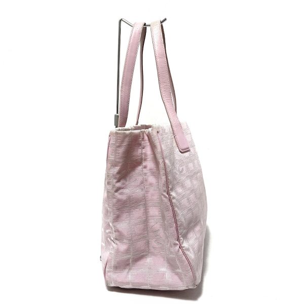 38249791 2 Chanel New Travel Line Tote Mm Tote Bag Nylon Jacquard Leather Pink