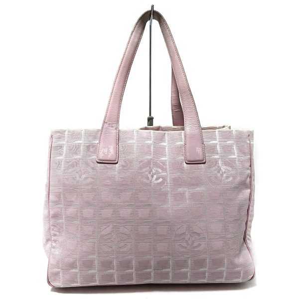 38249791 3 Chanel New Travel Line Tote Mm Tote Bag Nylon Jacquard Leather Pink