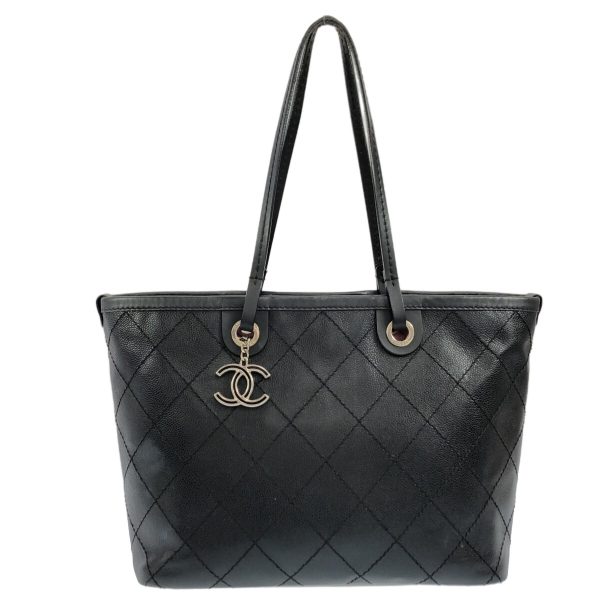 38250111 1 Chanel Wild Stitch Tote Bag Caviar Skin Black