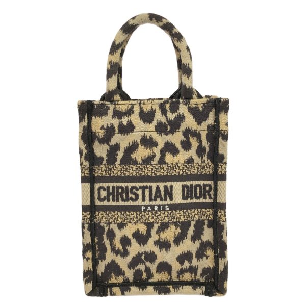 38250233 1 Dior Book Tote Mini Phone Bag Leopard Beige Black