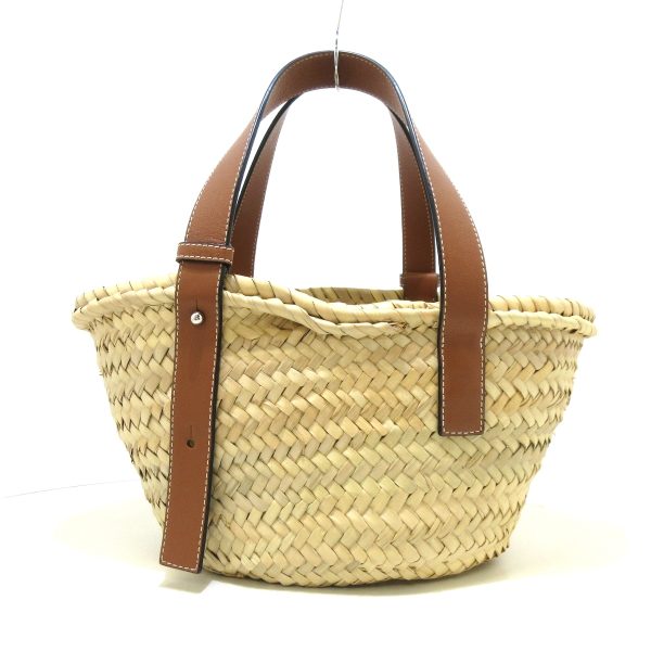 38250435 3 Loewe Basket Palm Leaf Calf Leather Tote Bag Beige Blue