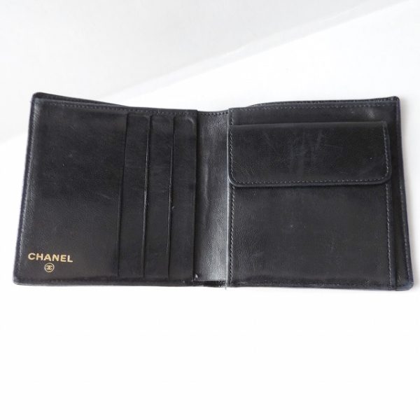 38250501 3 Chanel Bifold Wallet Coco Mark Black