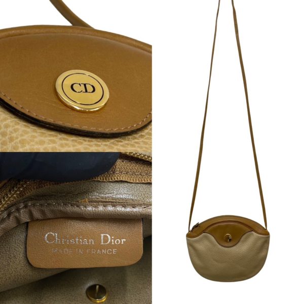 384d527049 3 Christian Dior Vintage Logo Leather Mini Shoulder Bag Beige Brown