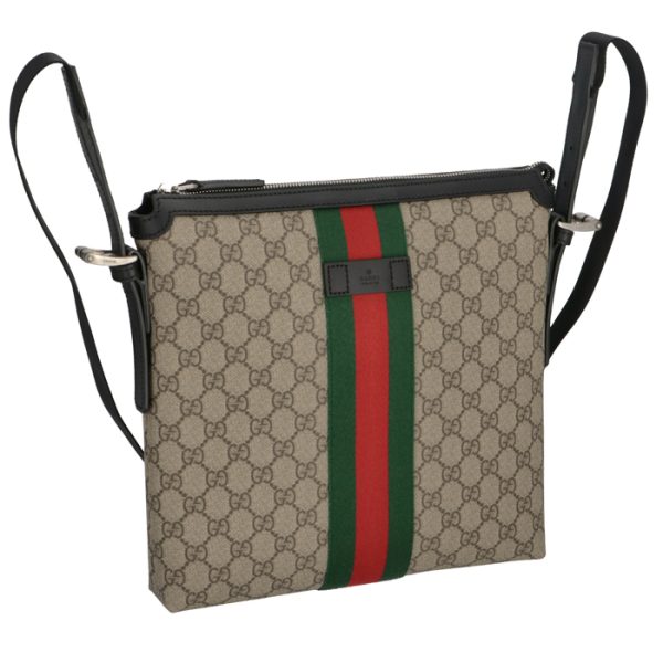 387111khngn9692 GUCCI GG Supreme Crossbody Messenger Bag Beige Black