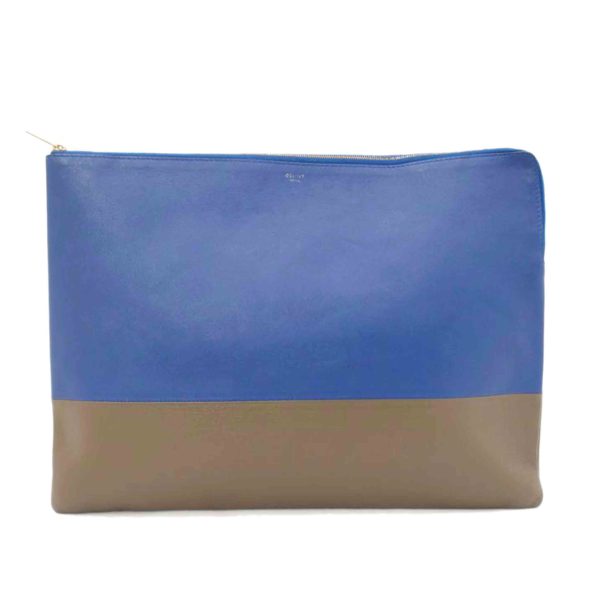 38854 1 Celine Clutch Bag Bicolor Blue Brown