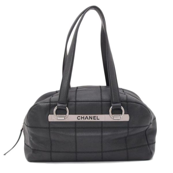 38933 1 Chanel Chocolate Bar Mini Boston Bag Black