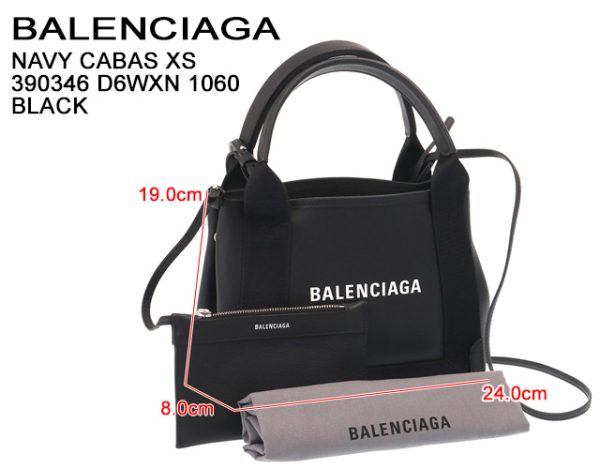 390346 d6wxn 1060 1 BALENCIAGA NAVY CABAS XS Logo Leather 2WAY