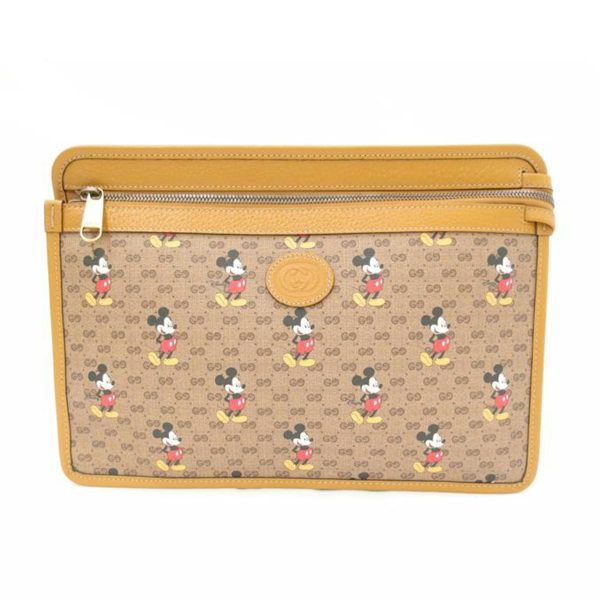 39141 1 GUCCI Shoulder Bag Mickey Brown GG Supreme Disney Clutch Bag Brown