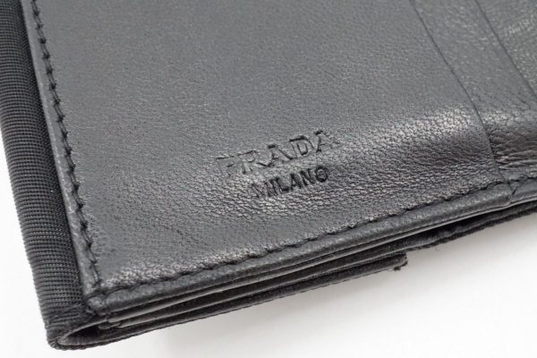 39377 8058k 10 Prada Trifold Wallet Triangle Double Flap Compact Wallet Black