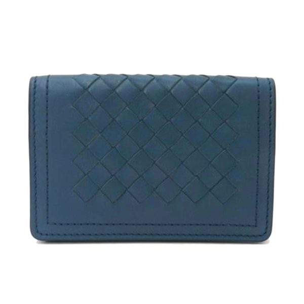 39388 1 Bottega Veneta Intrecciato Business Card Holder Blue