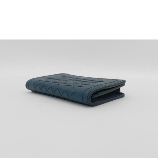 39388 4 Bottega Veneta Intrecciato Business Card Holder Blue