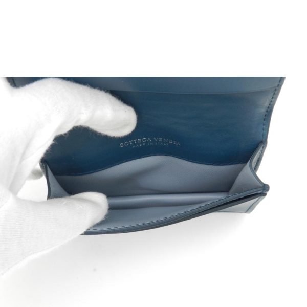 39388 6 Bottega Veneta Intrecciato Business Card Holder Blue