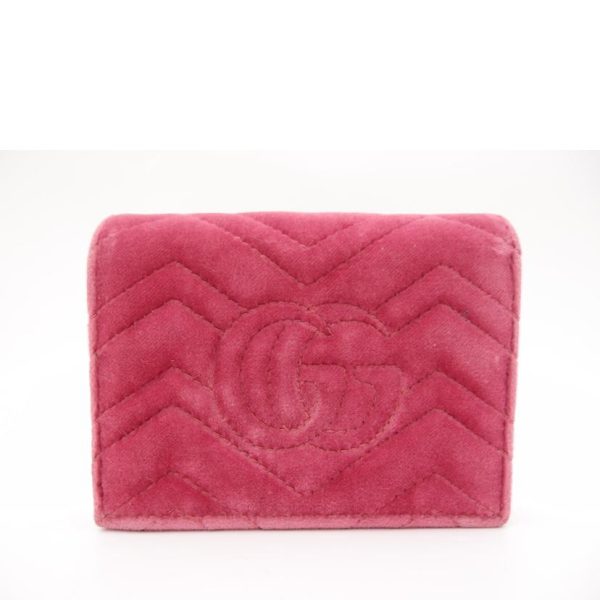 39463 2 GUCCI Velour Bi Fold Wallet GG Marmont LOVE Compact Wallet Pink