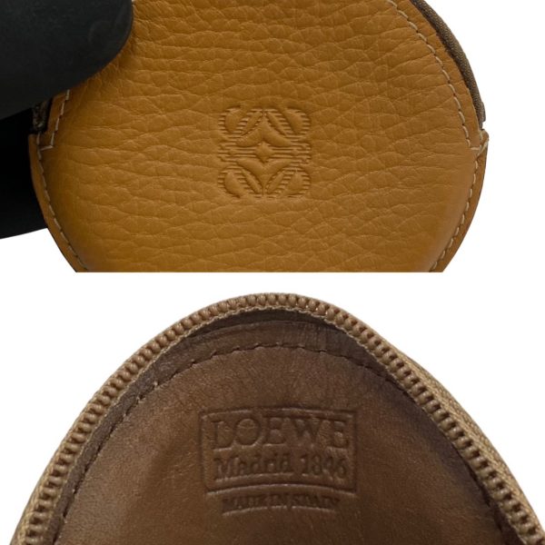 394e857559 2 Loewe Anagram Logo Embossed Leather Coin Case Camel