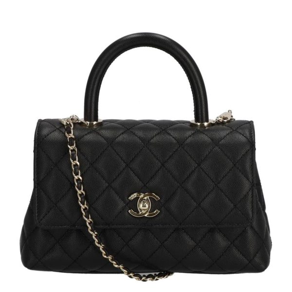 39528 1 Chanel Coco Handle Caviar Chain Shoulder Bag Black