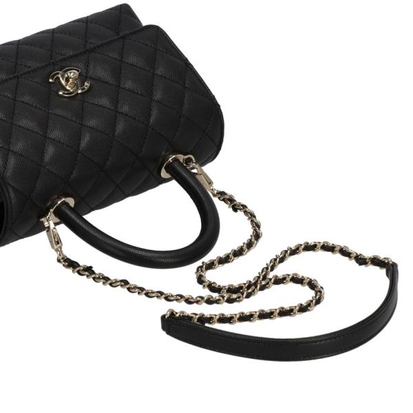 39528 4 Chanel Coco Handle Caviar Chain Shoulder Bag Black