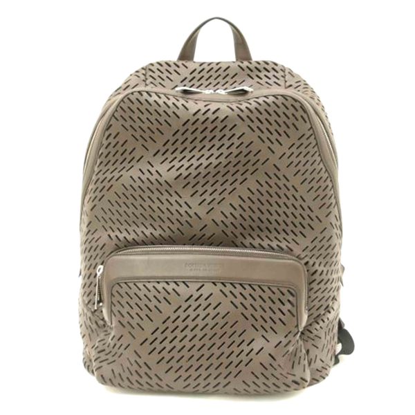 39561 1 Bottega Veneta Perforated Leather Backpack Brown