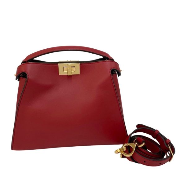 395e963410 1 Fendi Peekaboo Leather 2way Mini Shoulder Bag Red