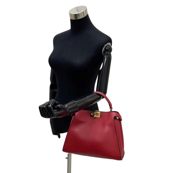 395e963410 2 Fendi Peekaboo Leather 2way Mini Shoulder Bag Red