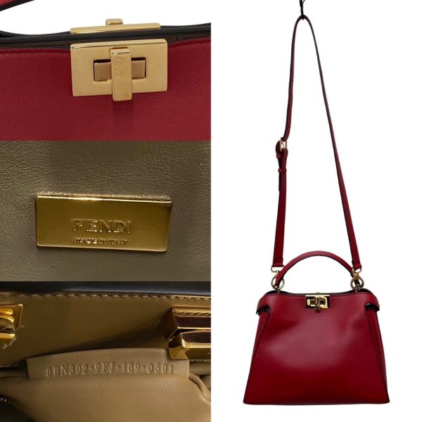 395e963410 4 Fendi Peekaboo Leather 2way Mini Shoulder Bag Red