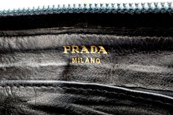 39627 8276k 10 Prada Bifold Round Zipper Compact Wallet Beads Tessuto Nylon Black