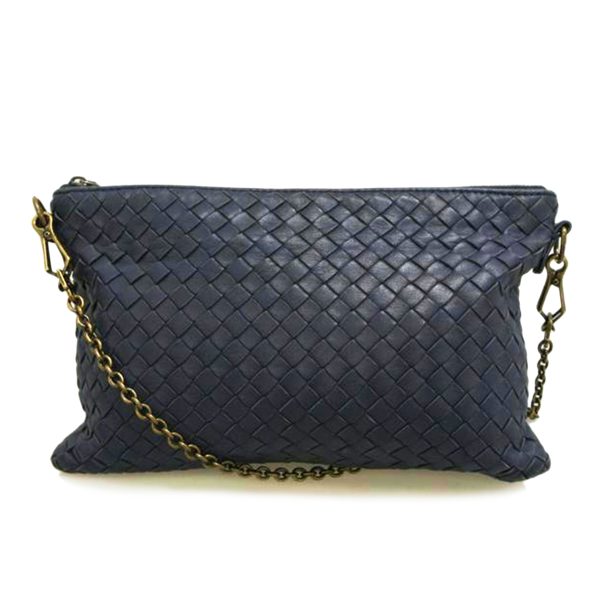 39658 1 Bottega Veneta Intrecciato Chain Bag Navy