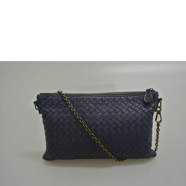 39658 2 Bottega Veneta Intrecciato Chain Bag Navy