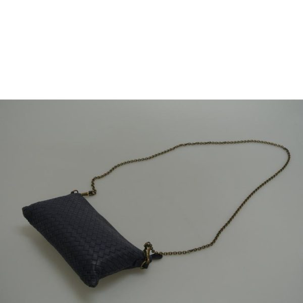 39658 3 Bottega Veneta Intrecciato Chain Bag Navy