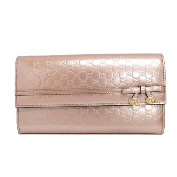 39772 1 Gucci Micro Guccisima Bifold Long Wallet Metallic Pink