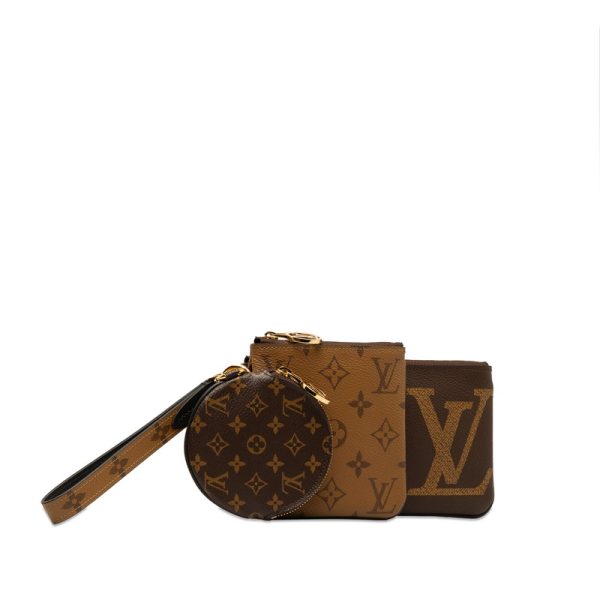 3hjbwvvndktu4bdv 2 Louis Vuitton Monogram Giant Reverse Pochette Trio Pouch Brown