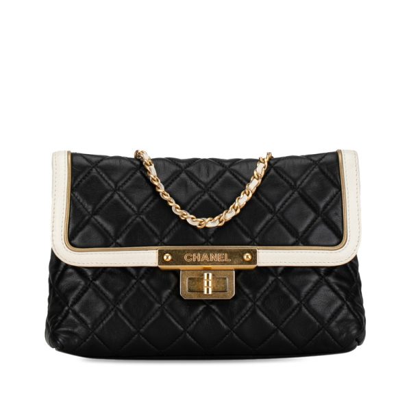 3i5cpho2egiil7bp 1 CHANEL Matelasse Shoulder Bag Black Gold White Lambskin