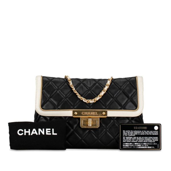 3i5cpho2egiil7bp 11 CHANEL Matelasse Shoulder Bag Black Gold White Lambskin