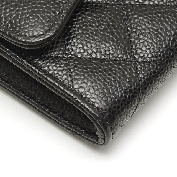 3sh0134 4 CHANEL Classic Long Flap Wallet Long Wallet Caviar Skin Black