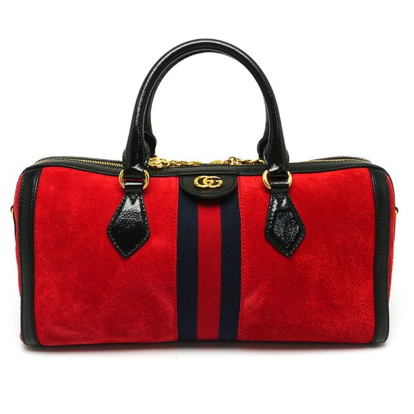 3sh0612 1 GUCCI handbag Suede leather x patent red