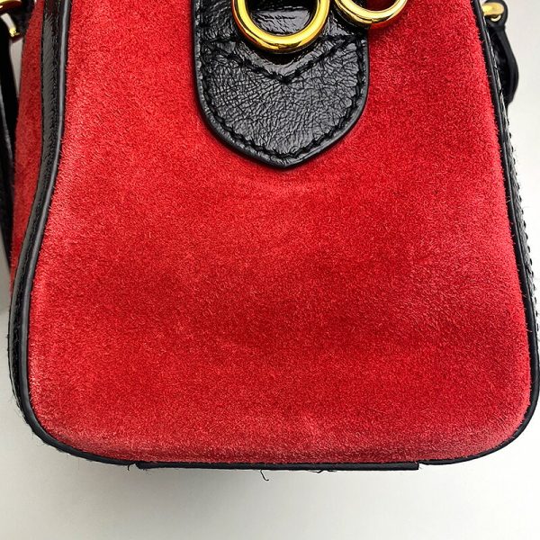 3sh0612 4 GUCCI handbag Suede leather x patent red