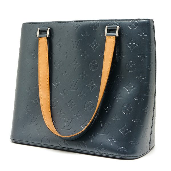 3sh0964 2 Louis Vuitton LV Stockton M55115 Monogram Matte Handbag Blue Gray