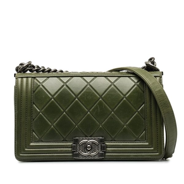 3yho3h10qwtocjkv 1 Chanel Matelasse Boy Cocomark Paris Salzburg Chain Shoulder Bag Green