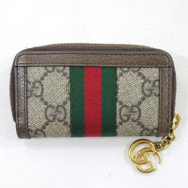 4 3 Gucci GG Supreme Round Zipper Key Case Beige