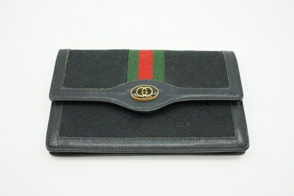 40004 8290k 1 Gucci Vintage Multi Card Case Accessory Pouch Sherry Line Canvas Black