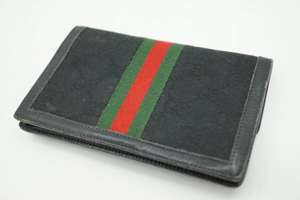 40004 8290k 2 Gucci Vintage Multi Card Case Accessory Pouch Sherry Line Canvas Black