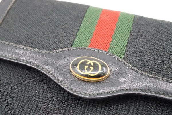 40004 8290k 5 Gucci Vintage Multi Card Case Accessory Pouch Sherry Line Canvas Black