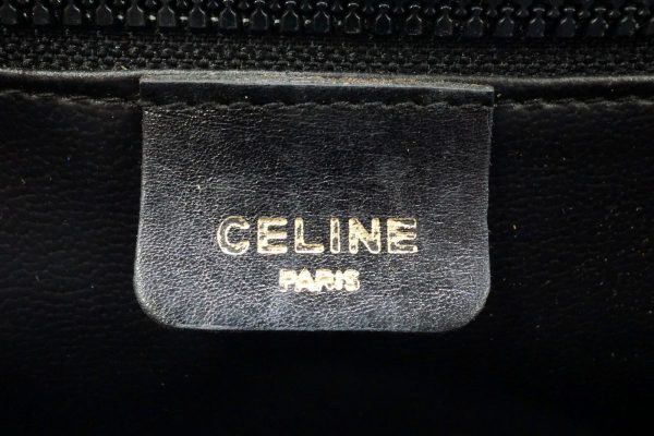 40114 8508h 10 Celine Vintage Handbag Tote Triomflogo Flap Gold Hardware Leather Black