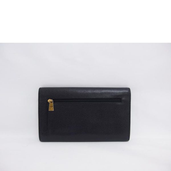 40136 2 Chanel Cocomark Bi fold Long Wallet Caviar Skin Black