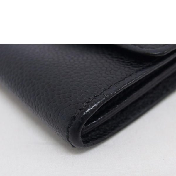 40136 9 Chanel Cocomark Bi fold Long Wallet Caviar Skin Black