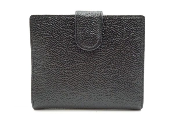 40188 8559k 3 CHANEL W hook bifold wallet compact wallet caviar skin leather black