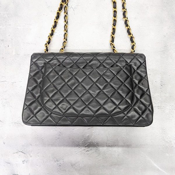 401 03 Chanel Big Matelasse W Chain Shoulder Bag Lambskin Black