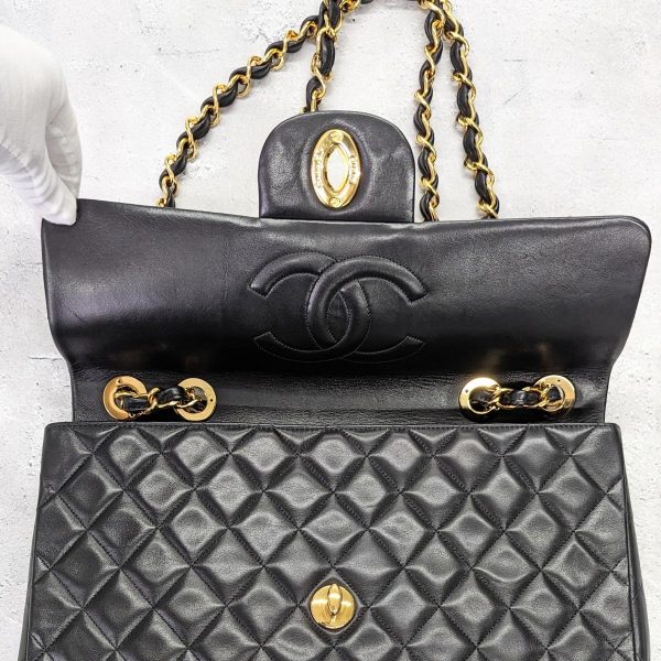 401 07 Chanel Big Matelasse W Chain Shoulder Bag Lambskin Black