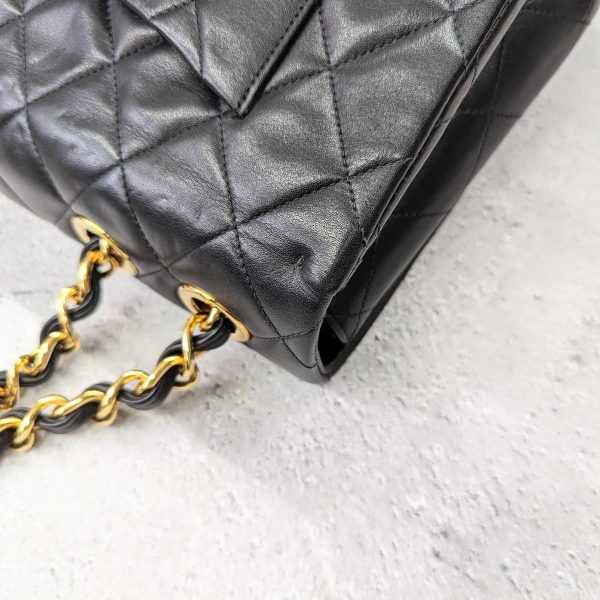 401 20 Chanel Big Matelasse W Chain Shoulder Bag Lambskin Black