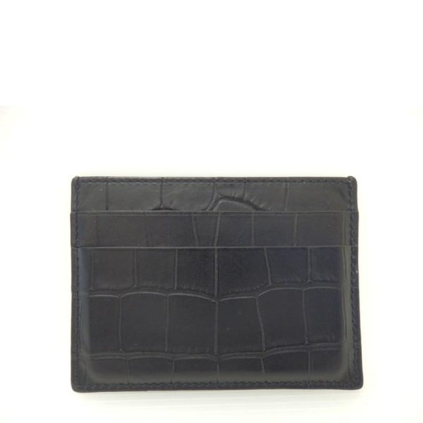 40283 2 Balenciaga Leather Embossed Card Case Black