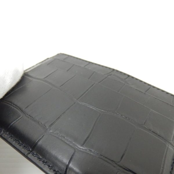 40283 5 Balenciaga Leather Embossed Card Case Black